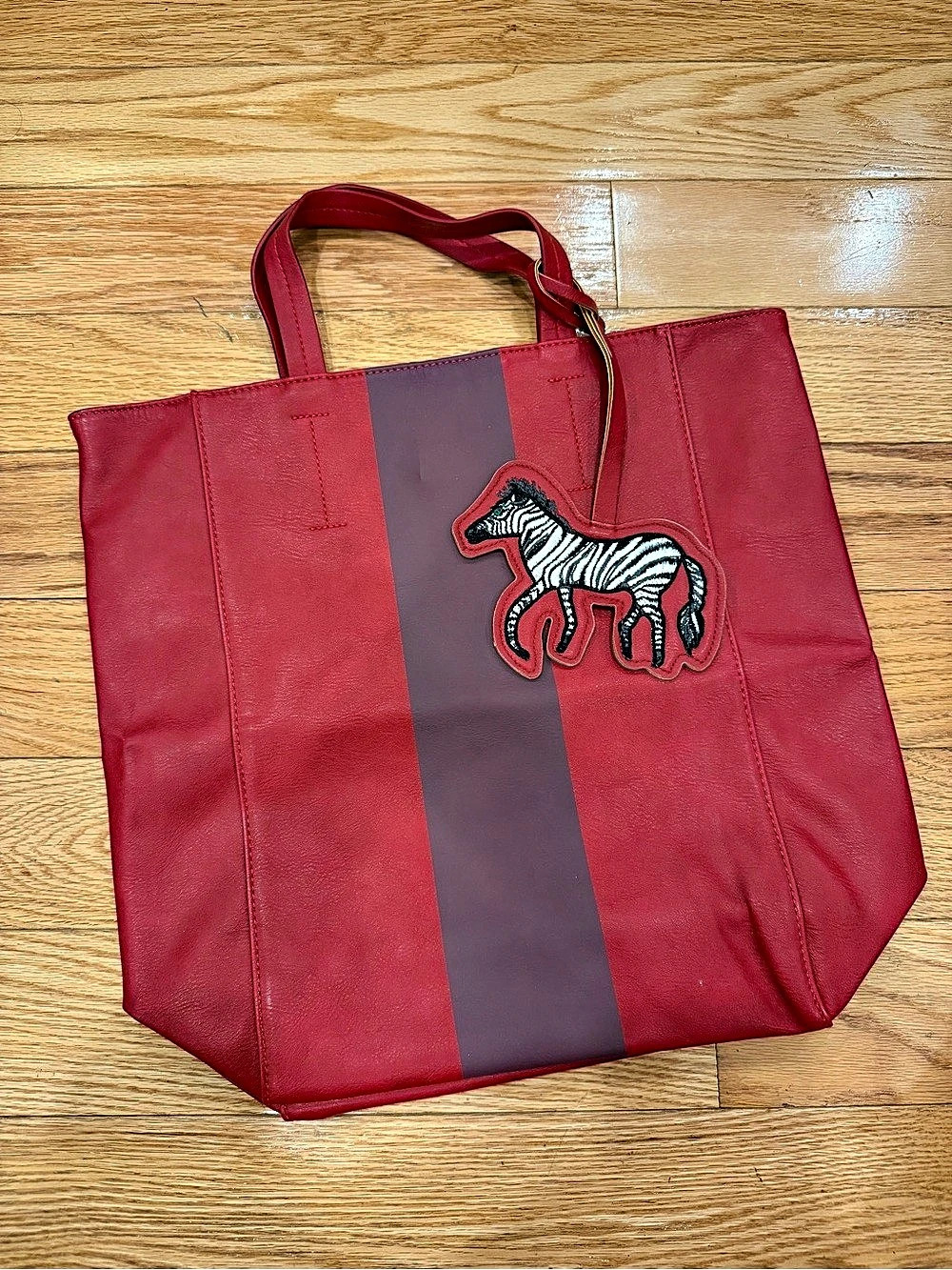 Saks Fifth Avenue Stripe Leather Tote Shoulder Bag